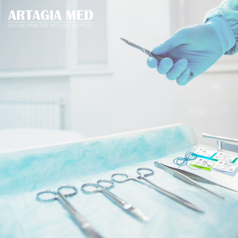 12 Medical Sutures with Needles for Suture Practice