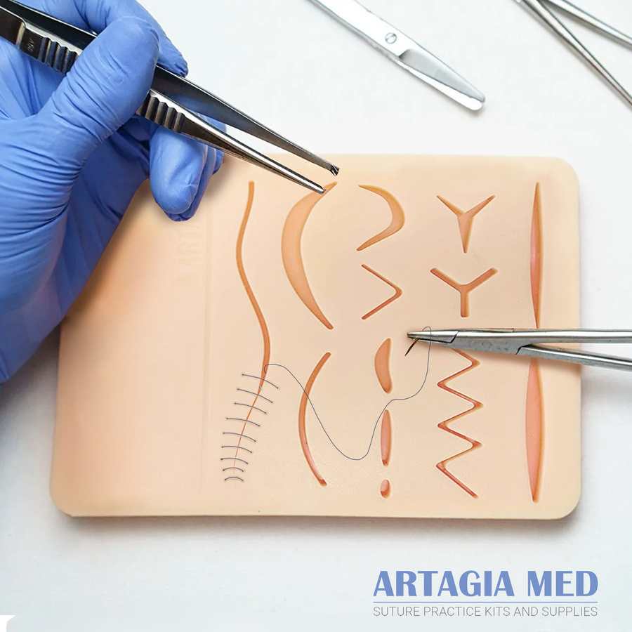12 Medical Sutures with Needles for Suture Practice